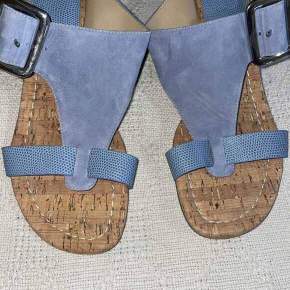 Donald Pliner Women’s Wedge Sandals Size 6.5 M Blue Leather Beach Cruise NWOB - Picture 7 of 12